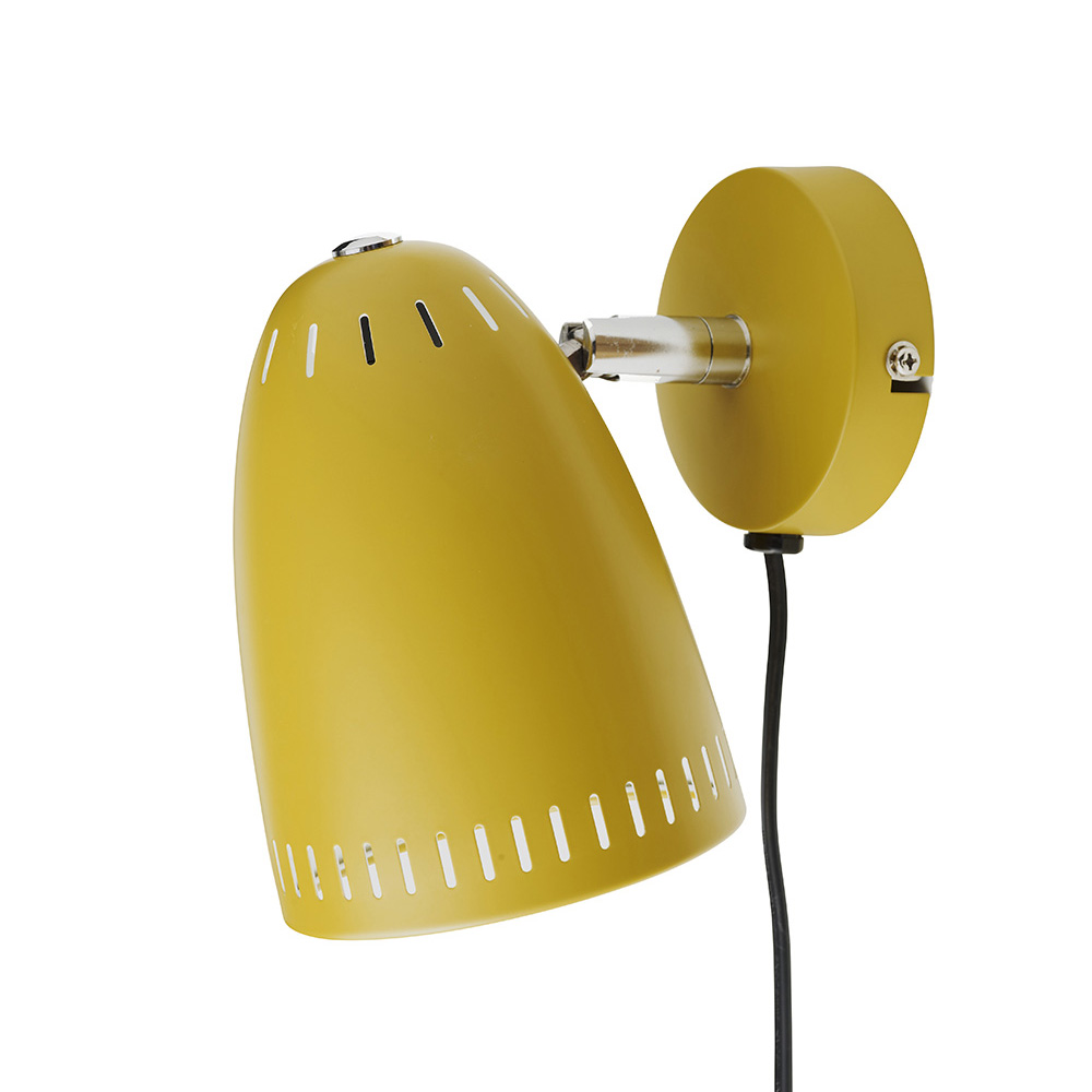 Dynamo vägglampa kort arm, Matt mustard