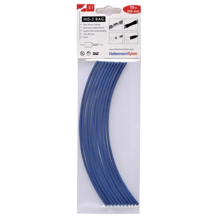 Hellermann Tyton HIS-3 Bag 3/1 Krympslang 3/1 x 200 mm, 10-pack Grå - Bild 2