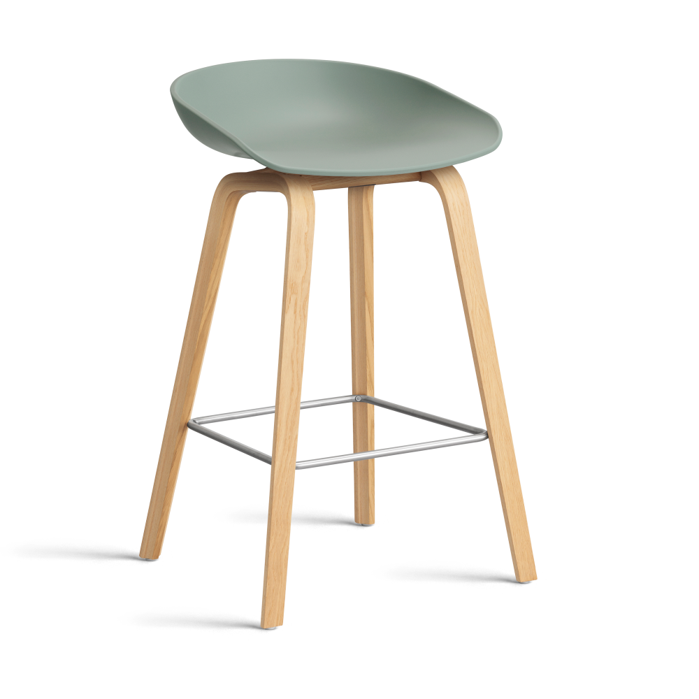 About a Stool 32 Low barstol lackerat ekstativ 2.0, Fall green-rostfritt stålstöd