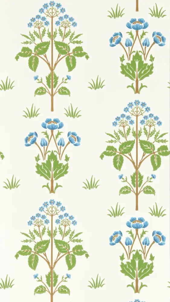 Morris & Co - Meadow Sweet Cobalt/Grass Morris and Friends Wallpa