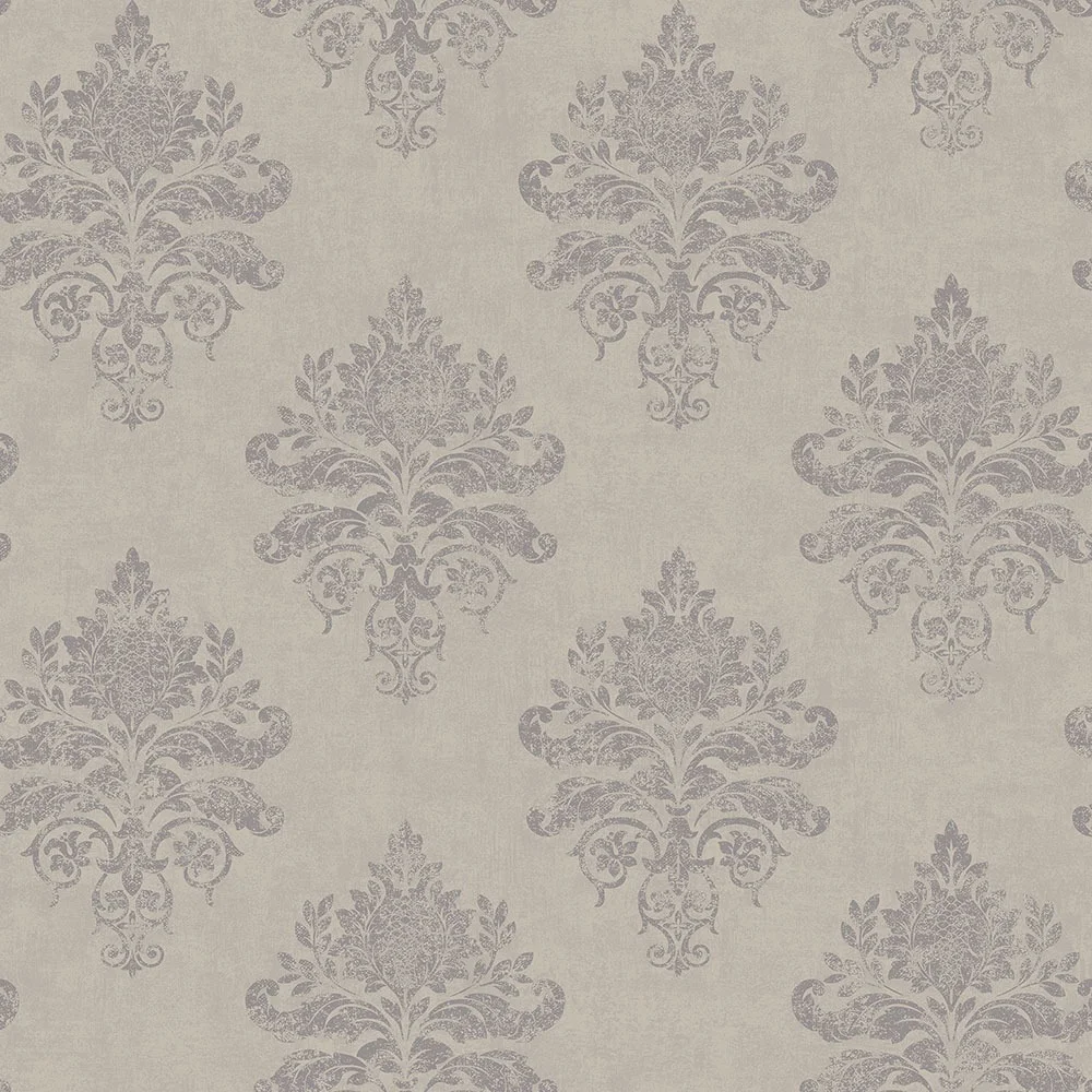 Galerie Wallcoverings Mansion II G68669 Tapet Medallion Damask Grå/metallic