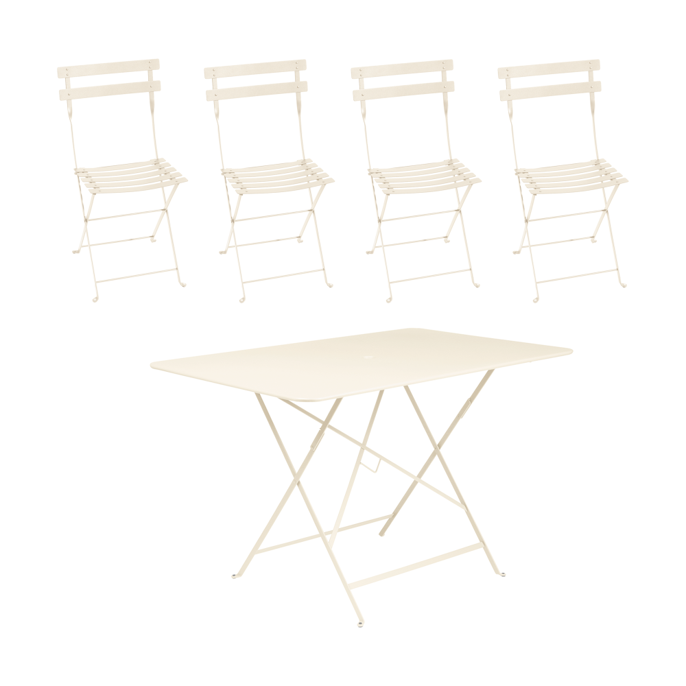 Bistro bord 117x77 cm + 4 stolar, Latte beige