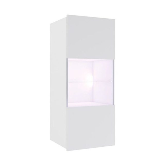 Tessan Smalt Vägghängt Vitrinskåp 32 cm djup 45 cm bred 117 cm hög Ljust Trä Glas