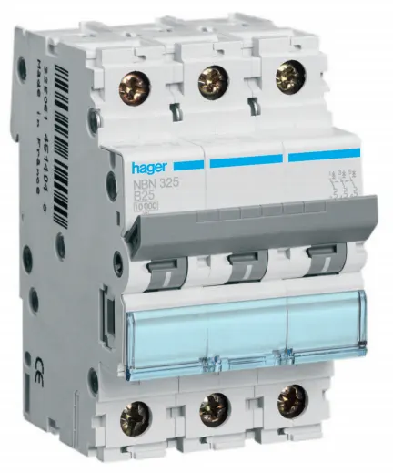Hager NBN332 Dvärgbrytare 3-polig, 10kA, B-karakteristik 32A - Bild 2