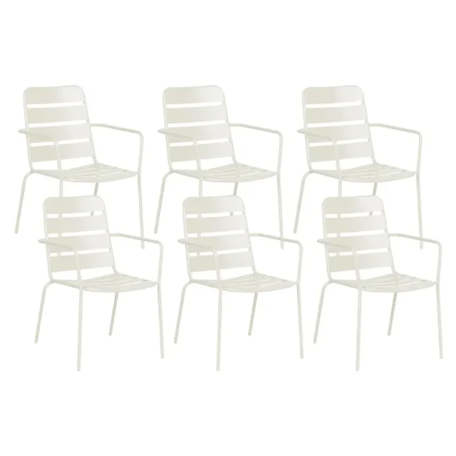 Set med 6 trädgårdsstolar TERENZO Metall Ljusbeige