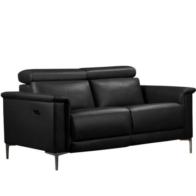Reclinersoffa utan hörn Loft24 2-sitssoffa Lund Svart, Läder/PU, Elektrisk vilstol Svart, Graphite Grey