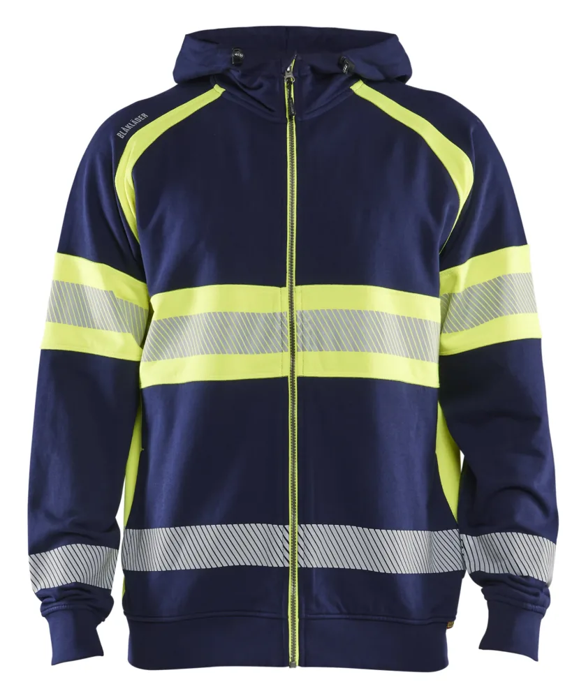 Blåkläder 355211588933XL Huvtröja varsel, marinblå/gul, helzip Marinblå/gul