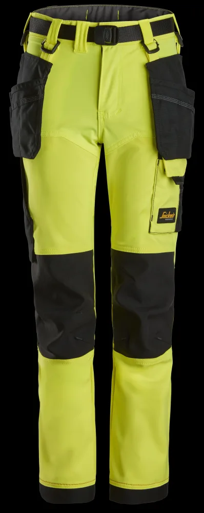 Snickers Workwear 7575-6704 AllroundWork Arbetsbyxa för barn, neongul/svart 158