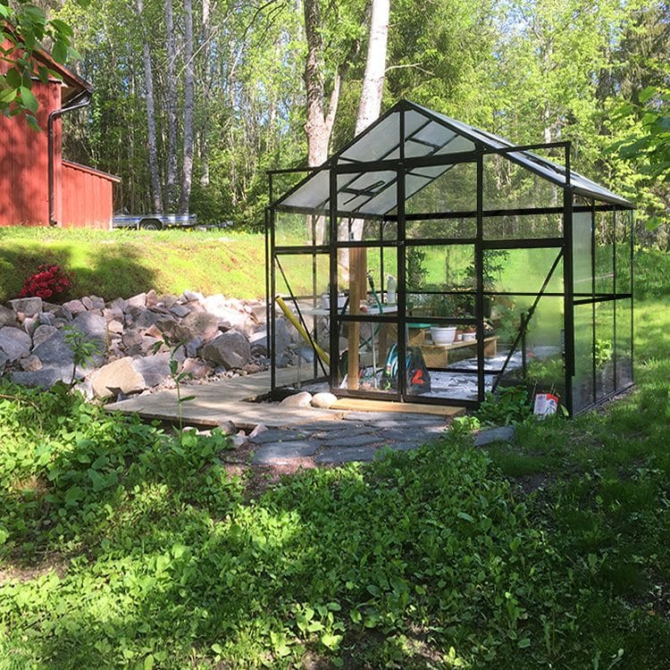 Glasväxthus 4,9m² | 4mm säkerhetsglas | 5 års stormgaranti | Svart