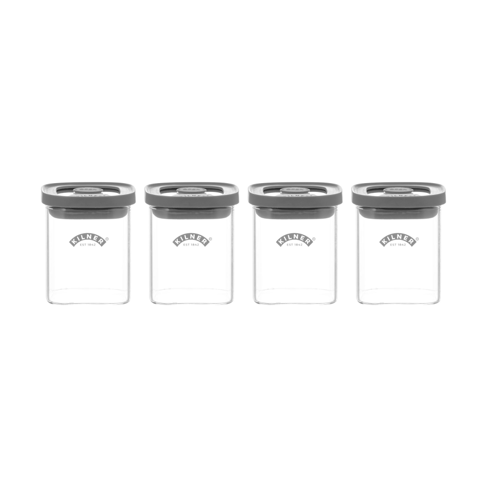Kilner FRESH kryddburkar, Klar-grå, 4-pack, 160 ml