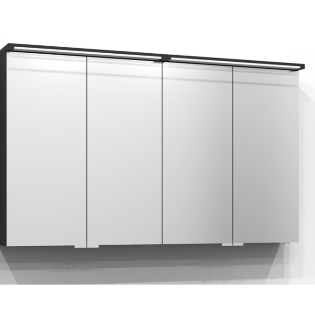 SPEGELSKÅP SVEDBERGS SKURU SVART ASK LED EL 2HYLL TVLJ 121X72,5X19CM