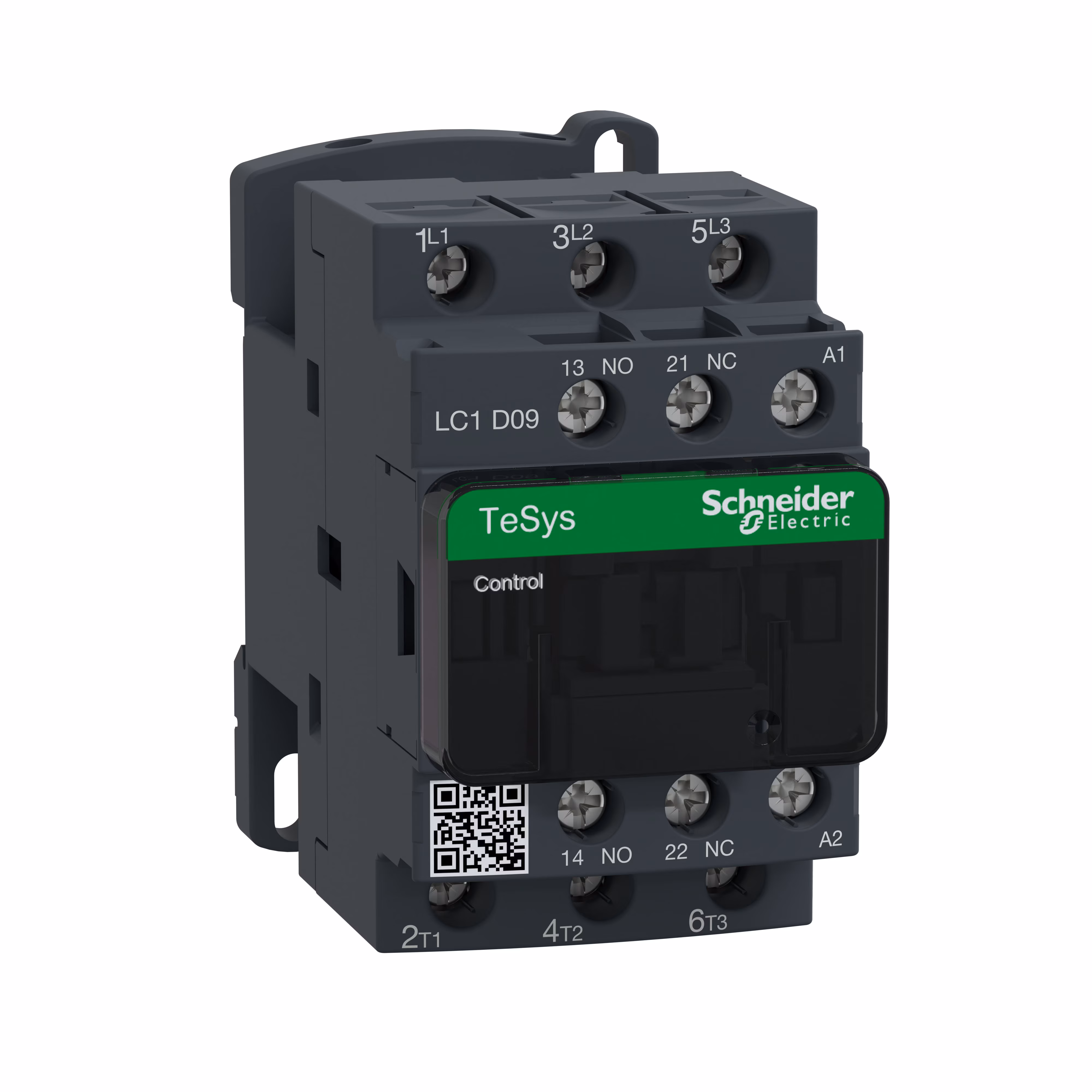 Kjøp Schneider Electric Kontaktor, TeSys D, 3 poler (1 sluttende + 1 brytende hjelpekontakt), AC3 12A, 24VDC lavstrøms spole