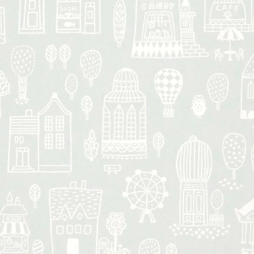 Treasure For Every Little Nook Small Town 118-01 Grå Tapet | Stuvbutiken