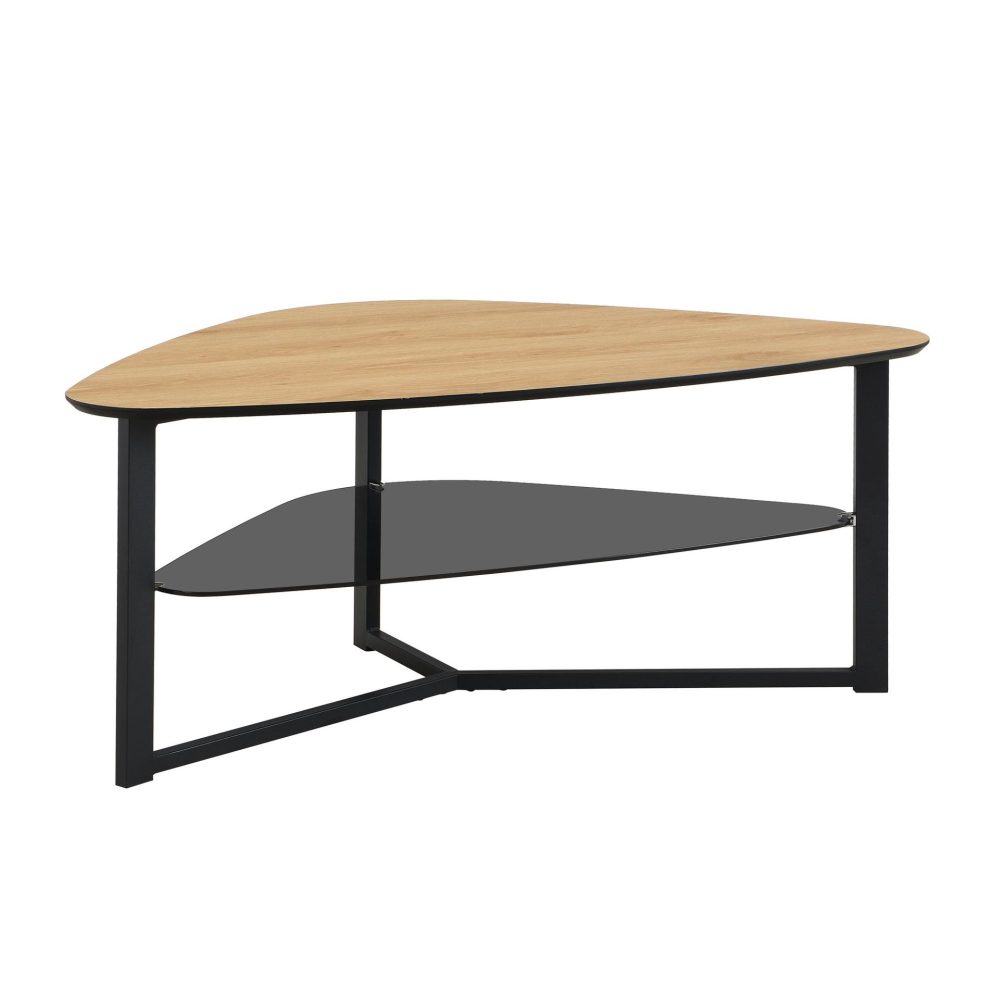 Erlona Soffbord 110 cm njurformat med eklook, glashylla och metallstomme