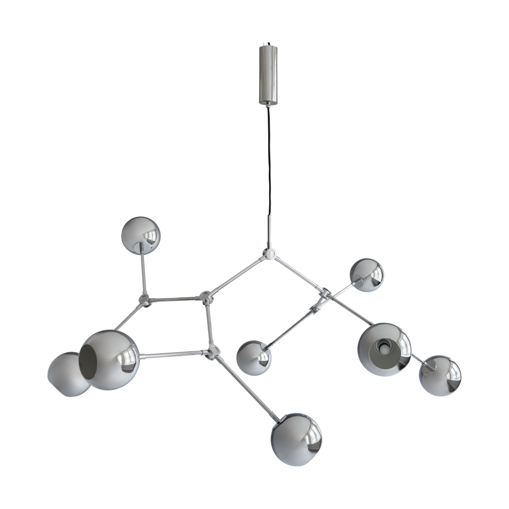 Drop Chandelier Globe takkrona, Chrome