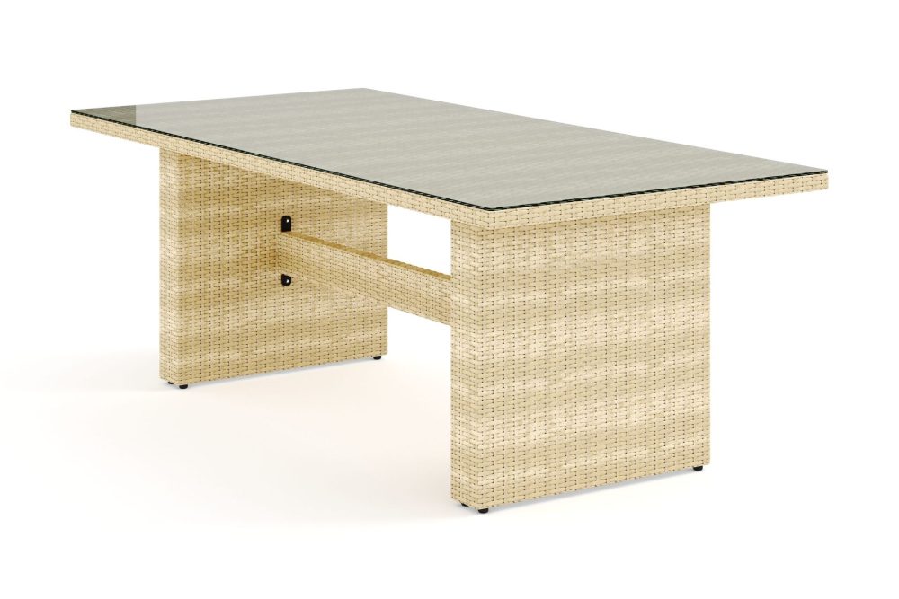 Majestic Rektangulärt Matbord Utomhus i konstrotting 210x100 cm med glasskiva