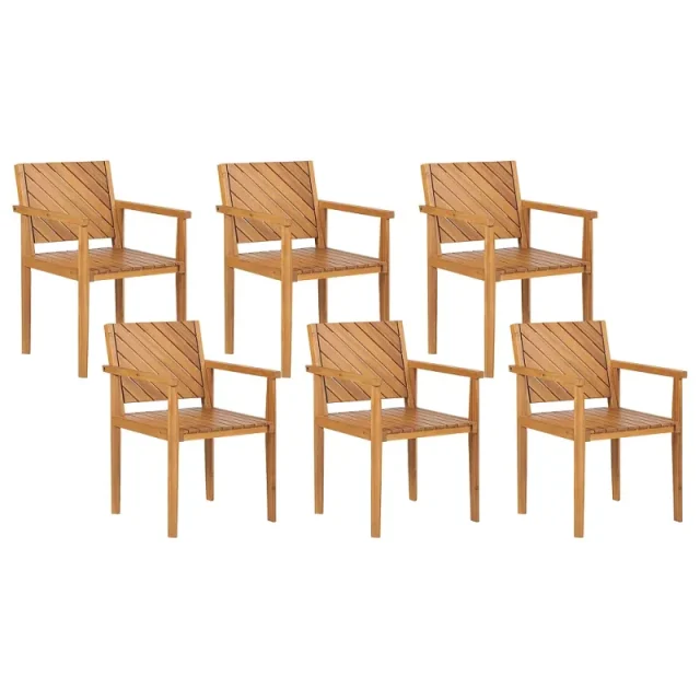 Set med 6 trädgårdsstolar BARATTI Akaciaträ Brun
