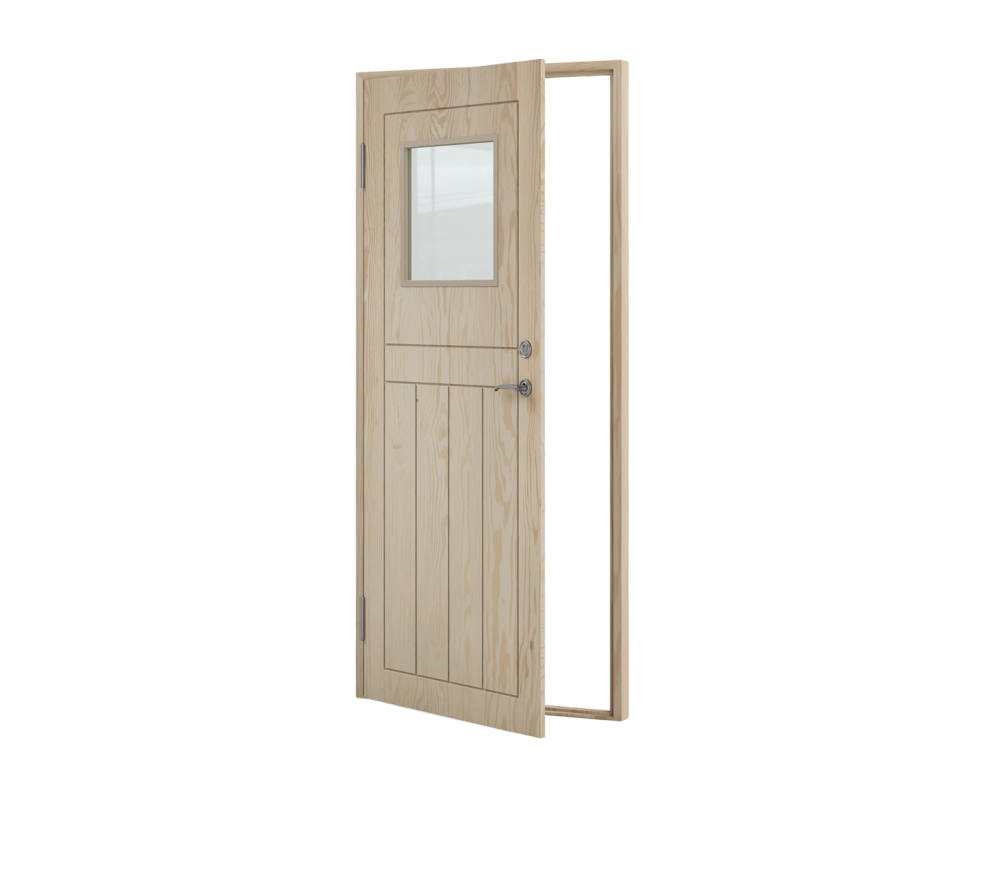 KALLFÖRRÅDSDÖRR 90X200 V CELLO GLASFÖNSTER OBEHANDLAD