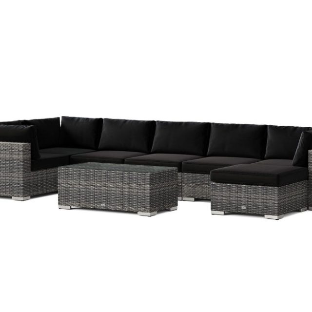 Bahamas U-formad utomhus loungegrupp 7-sits med vändbar divan och bord