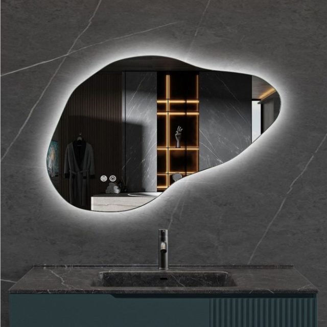 Badrumsspegel 90x60 cm med LED-belysning och anti-fog