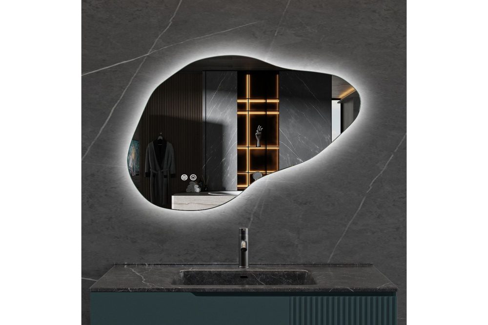 Badrumsspegel 90x60 cm med LED-belysning och anti-fog