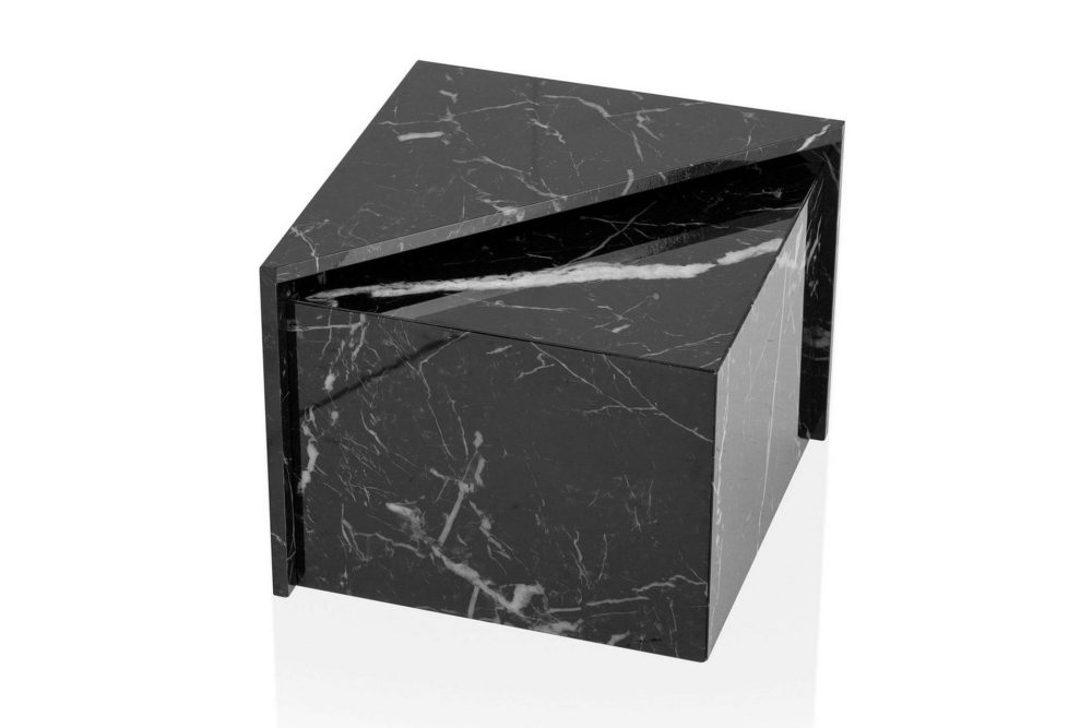 Satsbord Wohnling Set om 2 MONOBLOC högglans triangulär, modern stil Marmor, Svart