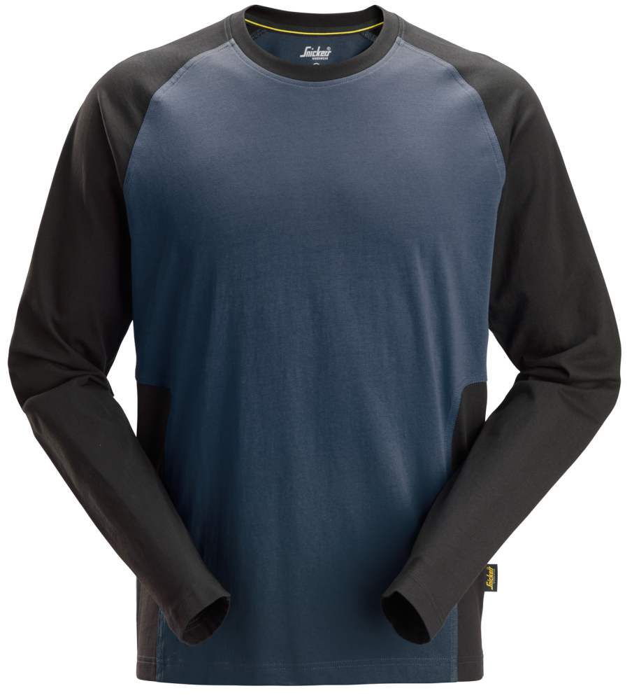 T-SHIRT LÅNGÄRMAD 2-FÄRG MARIN/SVART STL 6XL