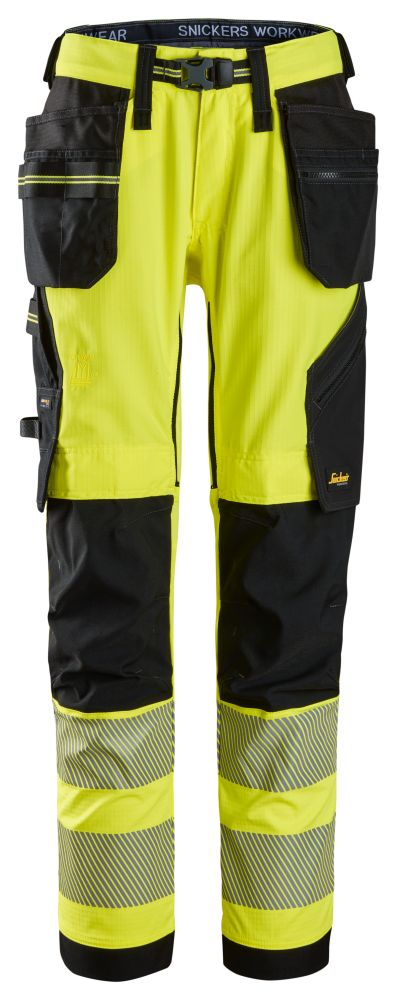 BYXA SNICKERS WORKWEAR 6943 STR VARSEL KL 2 100, VARSELGUL/SVART