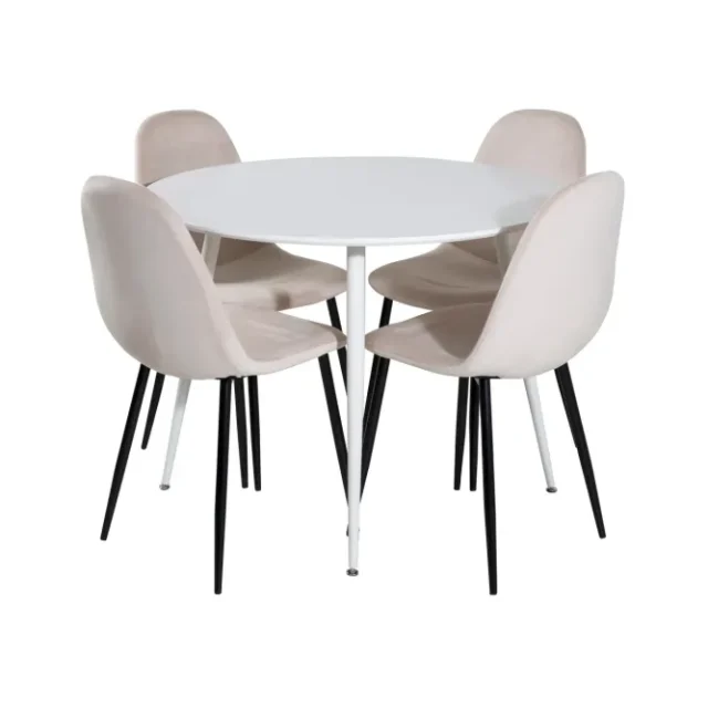 Plaza Matgrupp 100 cm Rund med 4 Polar stolar