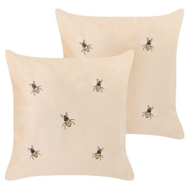 Prydnadskuddar Talinum set om 2 Beige/gul/brun/vit