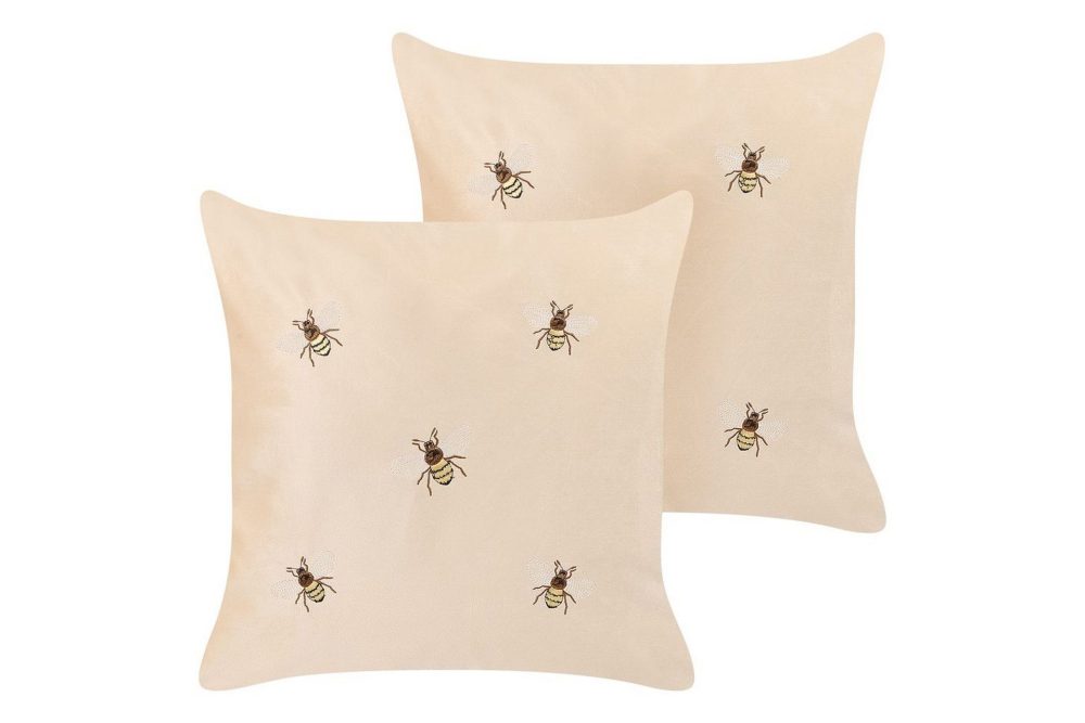 Prydnadskuddar Talinum set om 2 Beige/gul/brun/vit
