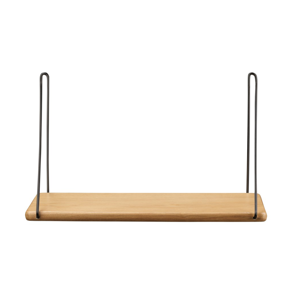 B145 Shelf w/brackets hylla, 20x45 cm oak nature-black lacquered