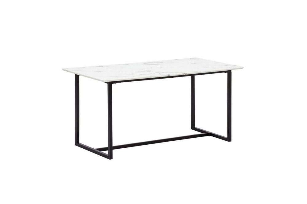 Matbord Wohnling Industriell loftstil, MDF med metallben med gyllene spets Marmor, Vit, 200x90 cm