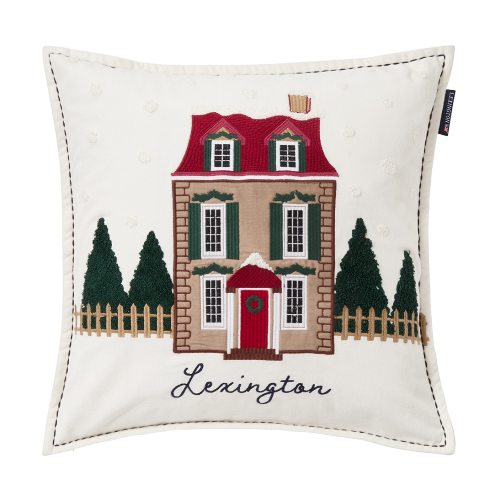 House ekologisk sammetsbomull kuddfodral 50x50 cm, White-multi