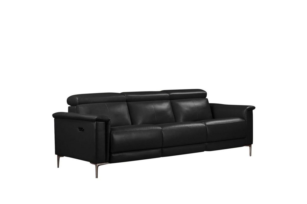 Reclinersoffa utan hörn Loft24 3-sitssoffa Lund Cognac Svart