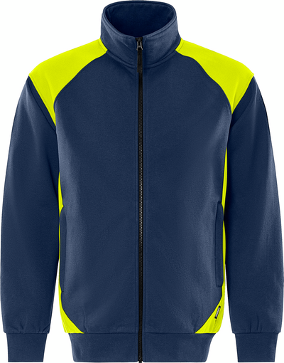 JACKA 7248 GSM SWEATSHIRT MARINBLÅ/VARSEL GUL STL M
