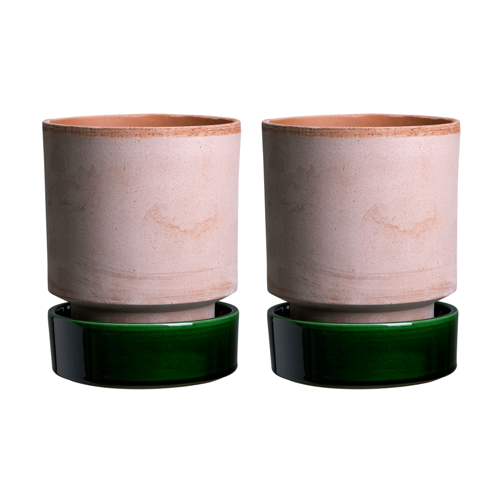 Hoff kruka 2-pack, Ø8 cm, Raw Rosa-Emerald Green