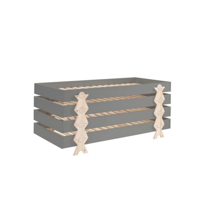 Säng Modulo med smilisfötter Grå, 4