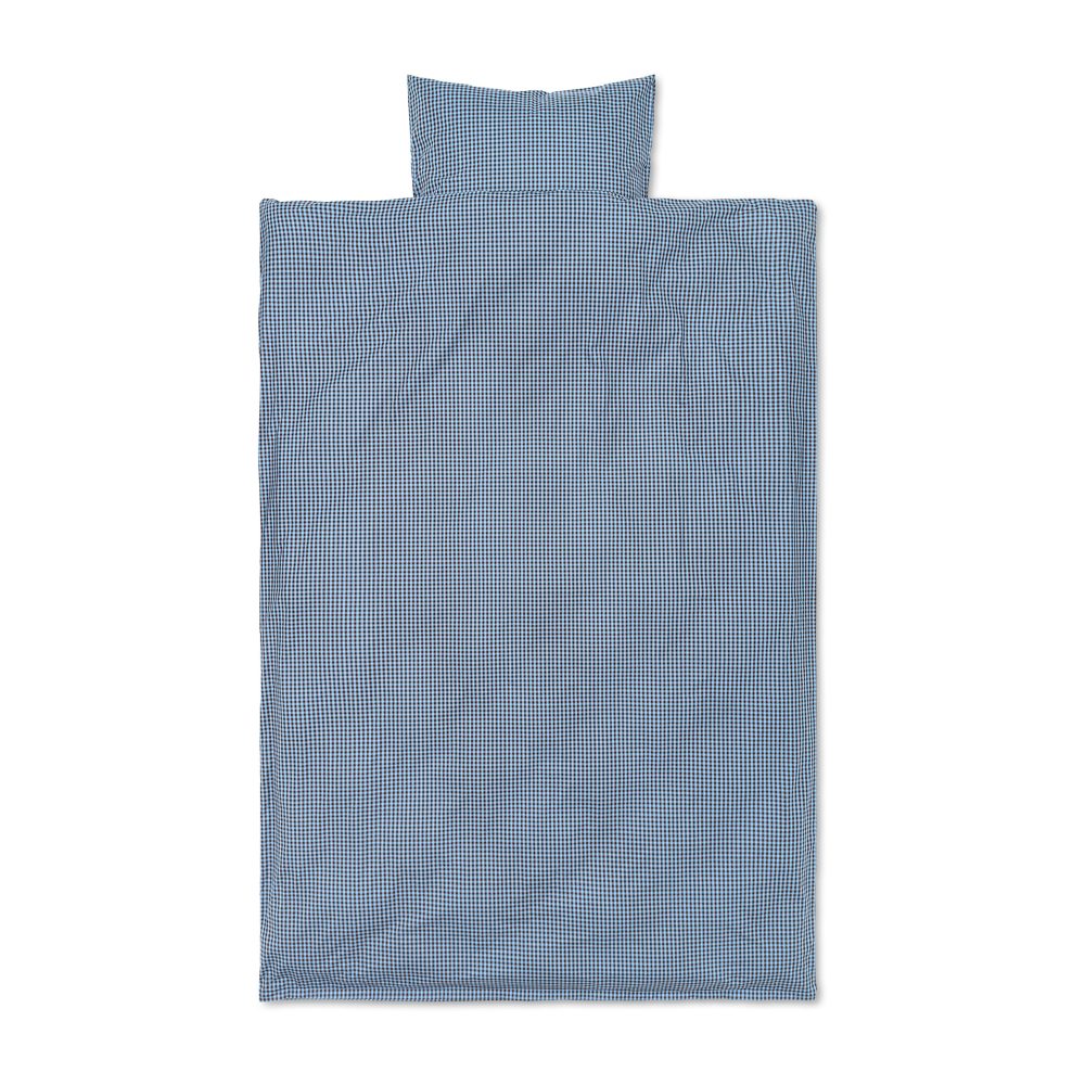 Check bäddset 140x200 cm, Faded blue-choco