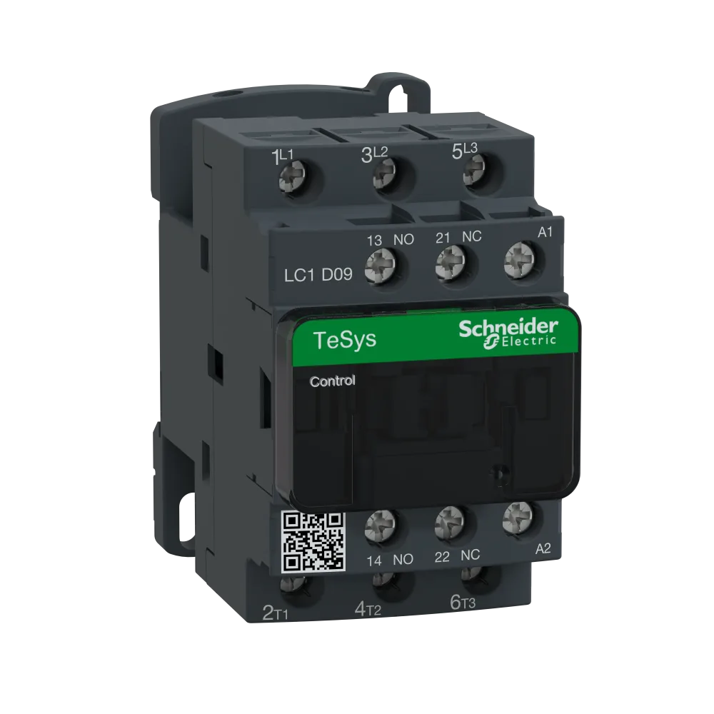 Schneider Electric LC1D09F7 Kontaktor 9-38A LC1D, AC spole 9A, 4 kW, 110V AC