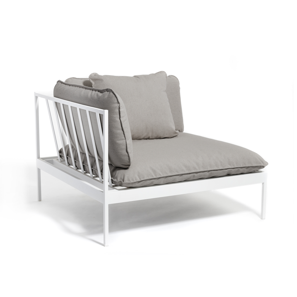 Bönan hörnmodul ljusgrå aluminium-beige linen