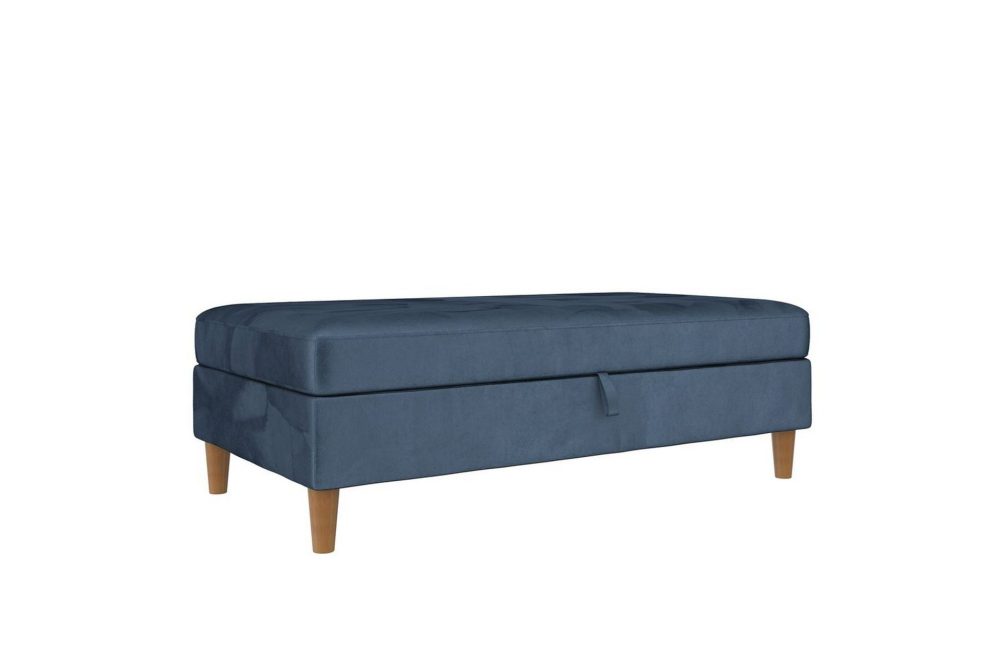 Fotpall/pall Lilly Blå, Sammet/Trä/Plast