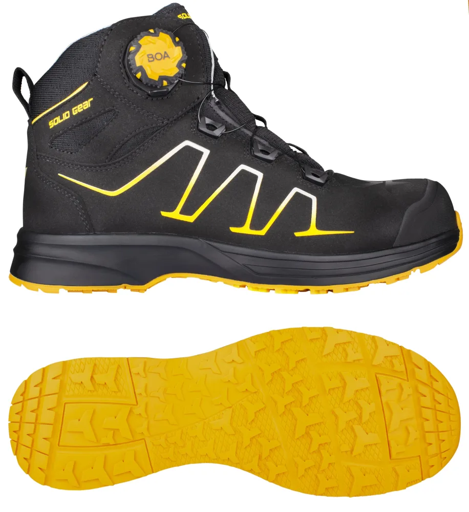 Solid Gear Reckon Skyddskänga S3, BOA, svart/gul 44