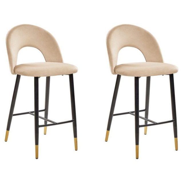 Barstol Falton set om 2 Beige-Svart-Guld
