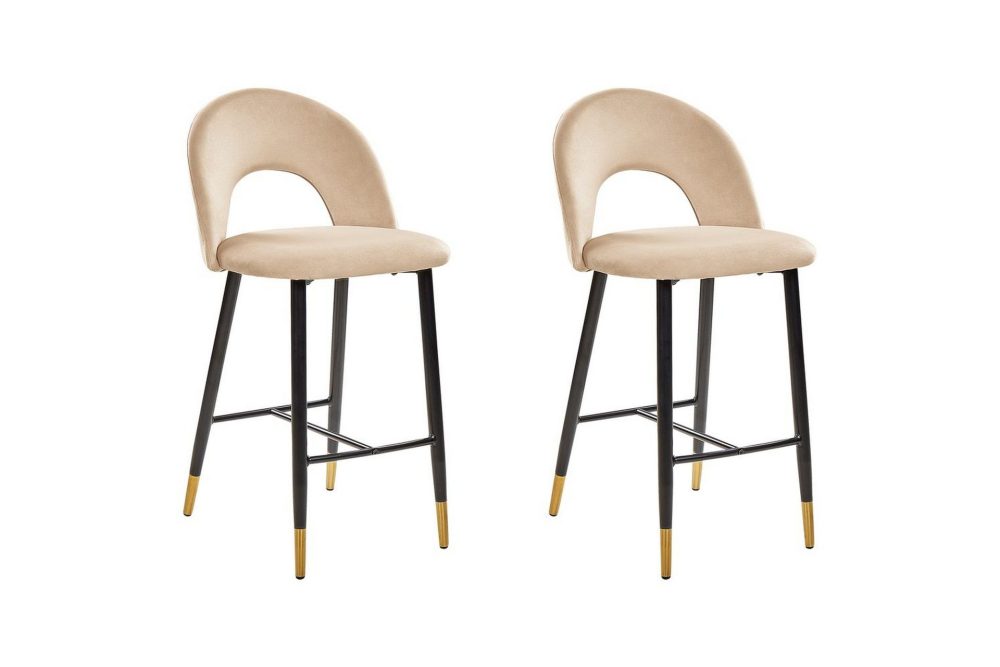 Barstol Falton set om 2 Beige-Svart-Guld