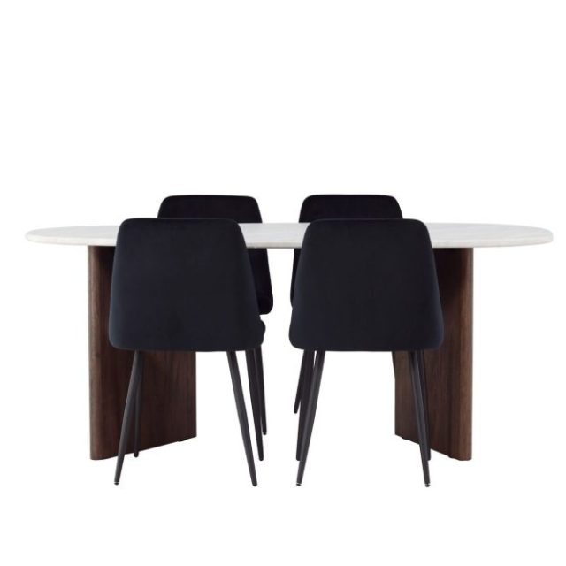 Grönvik Matgrupp 180 cm Oval med 4 Night Stolar