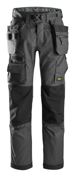 GOLVLÄGGARBYXA SNICKERS WORKWEAR I STRETCH, STÅLGRÅ/SVART STL 100
