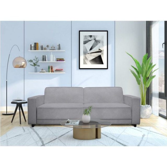 Bäddsoffa Allie Ljusgrå, Sammet, 81x225x91 cm