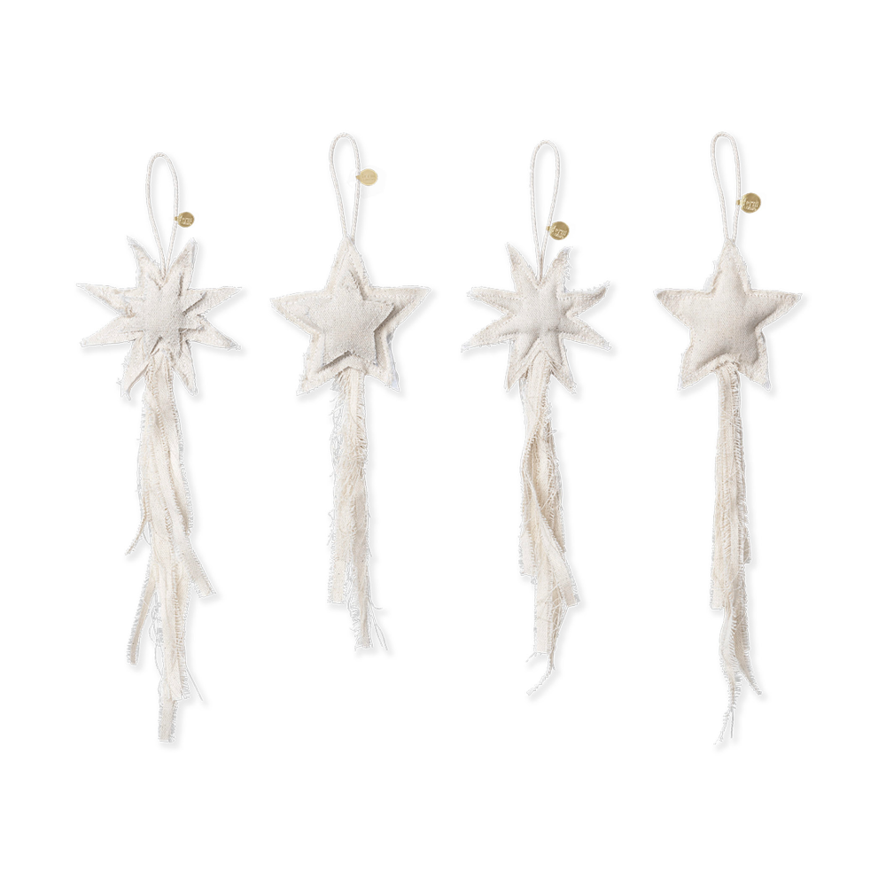 Vela Star Ornaments julgranshänge 4 delar, Natural