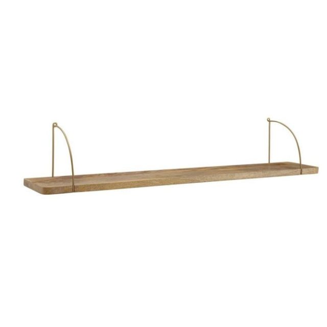 Vägghylla Wohnling massivt trä, metallhänghylla, industriell loftstil 120 cm